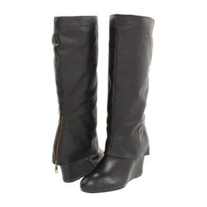 Steve Madden Maryn Wedge Foldover Boots Black 8